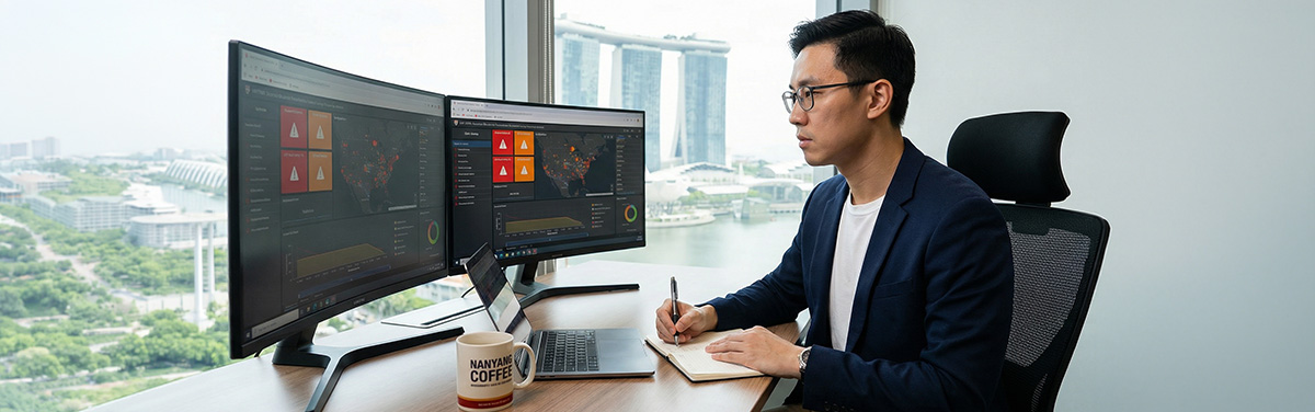 IT manager reviewing overwhelming security alerts demonstrating manual monitoring challenges