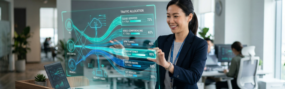 Network slicing dashboard ensuring predictable performance for critical business applications