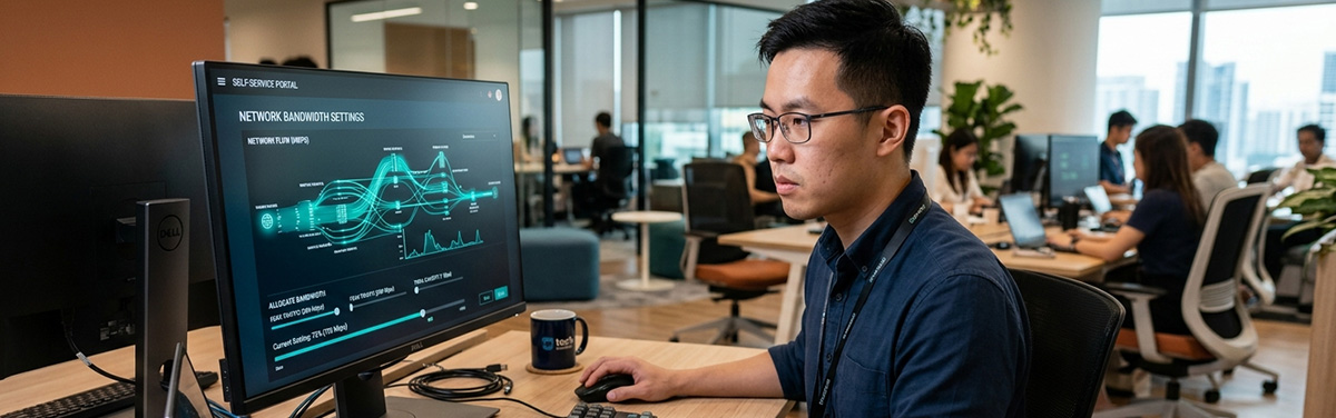 IT manager scaling bandwidth on demand through SPTel self-service portal