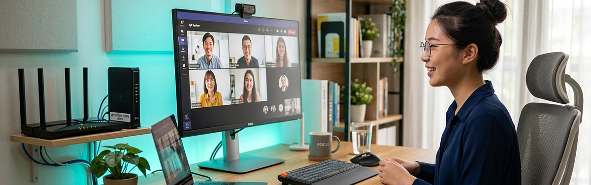 Singapore SME employee working from home on business-grade broadband connection