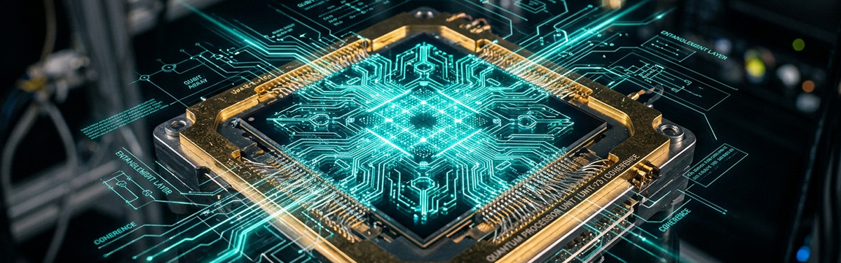 Quantum computer processor illustrating encryption threats to modern networks