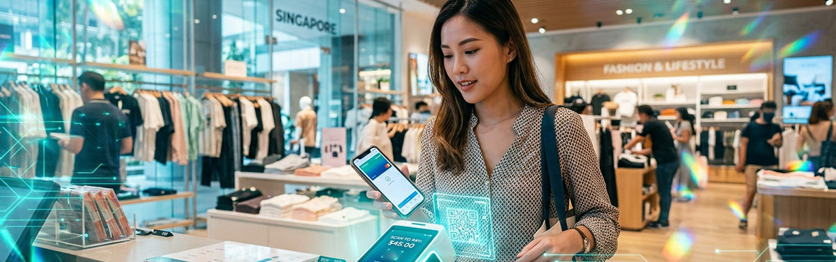 Singapore shopper using smartphone in-store for omnichannel retail experience